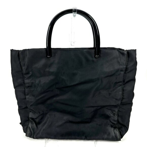 PRADA PLASTIC HANDLE NYLON TOTE HAND BAG Prada Tessuto Nylon 